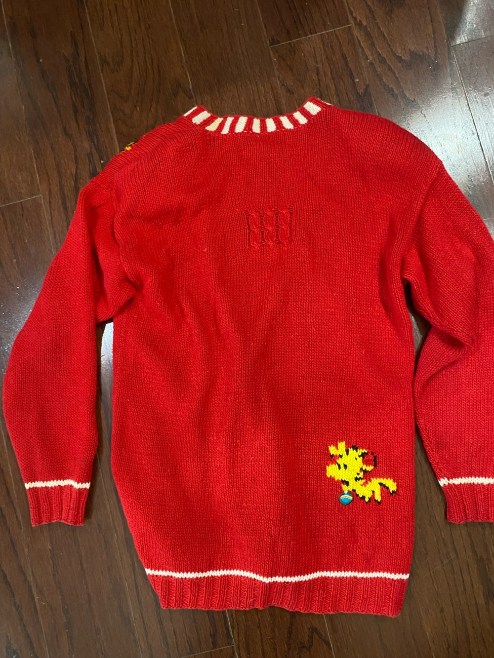 Vintage Snoopy Peanuts Christmas Sweater Red Knit Festive Holiday 90s Talbots PS - Picture 6 of 6